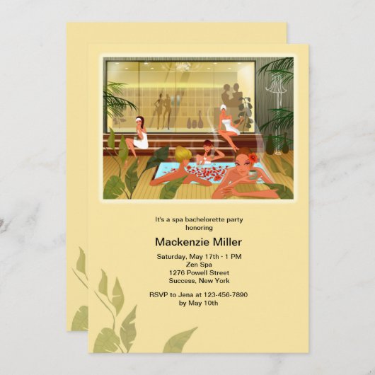 Dag Spa Bachelorette Party uitnodiging (Voorkant / Achterkant)