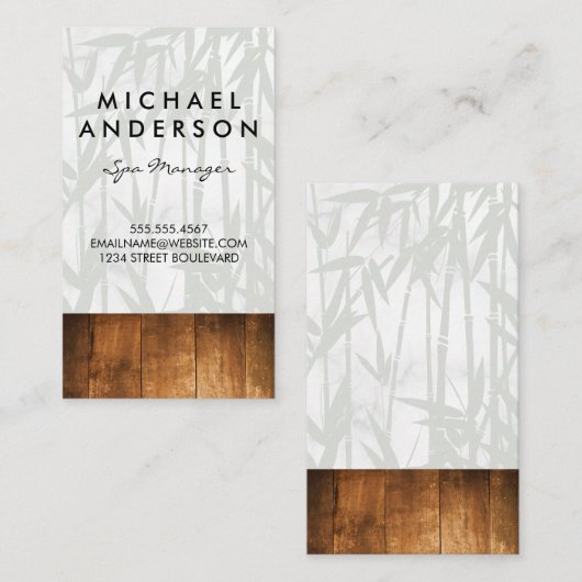 Dag Spa Bamboe Hout Trim Achtergrond Visitekaartje (Voorkant / Achterkant)