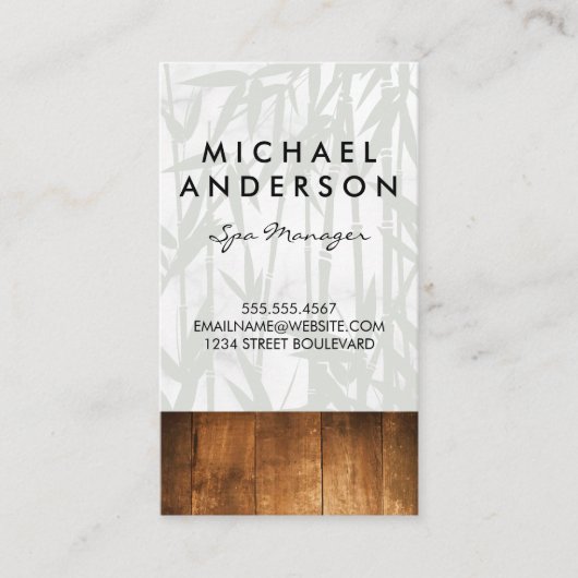 Dag Spa Bamboe Hout Trim Achtergrond Visitekaartje (Voorkant)