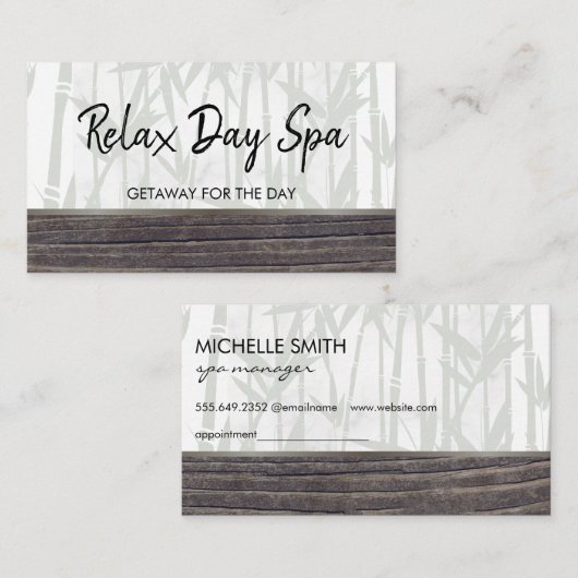 Dag Spa Bamboe Houten Afspraakkaart Afsprakenkaartje (Voorkant / Achterkant)