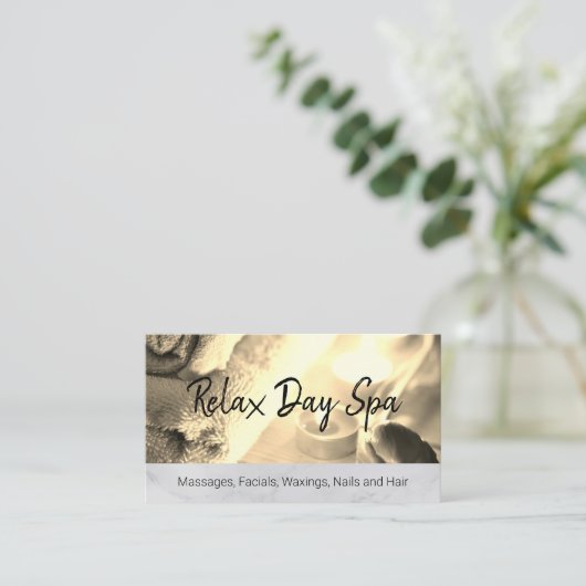 Dag Spa Bamboe Houten Trim Afspraakkaart Afsprakenkaartje (Staand voorkant)