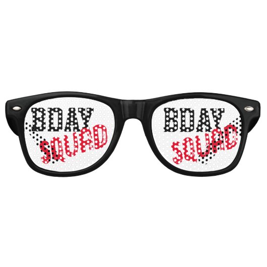 Dag Squad Zwart Wit & Rood Verjaardagsfeest Retro Zonnebril