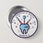 Dag, tand en tandheelkundig gereedschap van tandar ronde button 7,6 cm (Voorkant /achterkant)