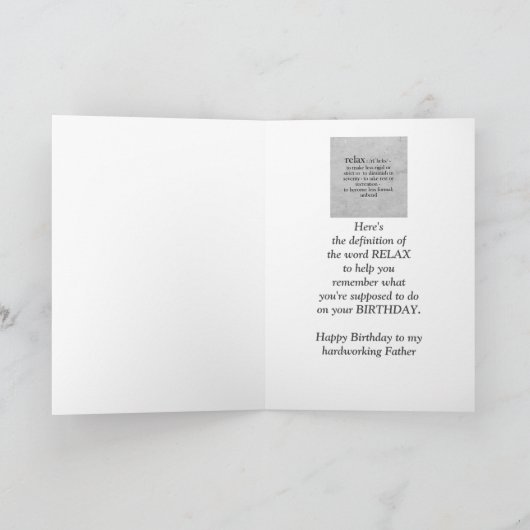 Dag tegen mijn vader Fun Dog Relax Humor Kaart (Binnen)