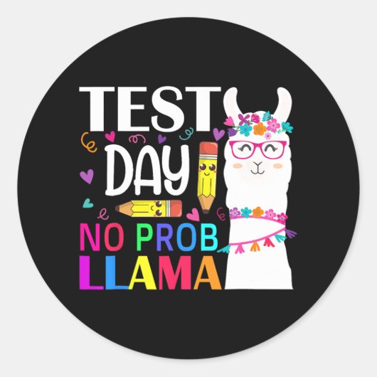 Dag Test Dag Geen Prob Llama Lama Leraar Ronde Sticker (Voorkant)