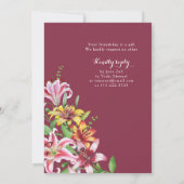 Dag tijger Lily Flower 80th Birthday Invite Kaart (Achterkant)