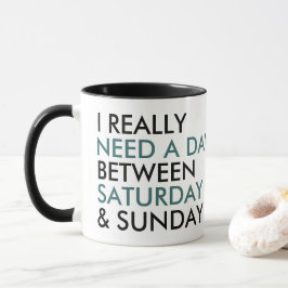 Dag tussen zaterdag en zondag Weekend Typografie Mok