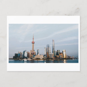 Dag Uitzicht van Shanghai en Huangpu River, Briefkaart