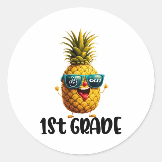 Dag van 1e klas vrede uit 1e klas grappige afgestu ronde sticker (Voorkant)