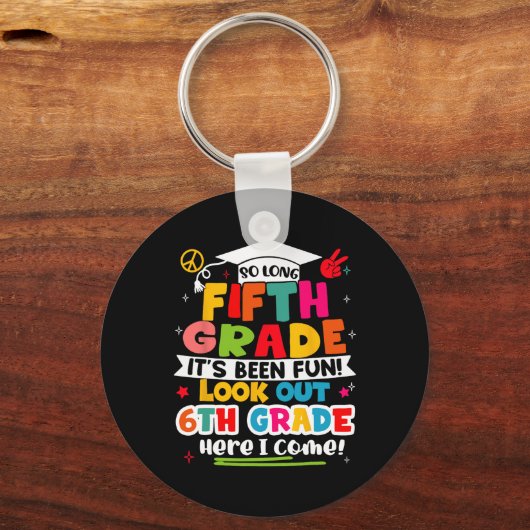 Dag van 5e klas Afstuderen Afstuderen jongens meis Sleutelhanger (Voorkant)