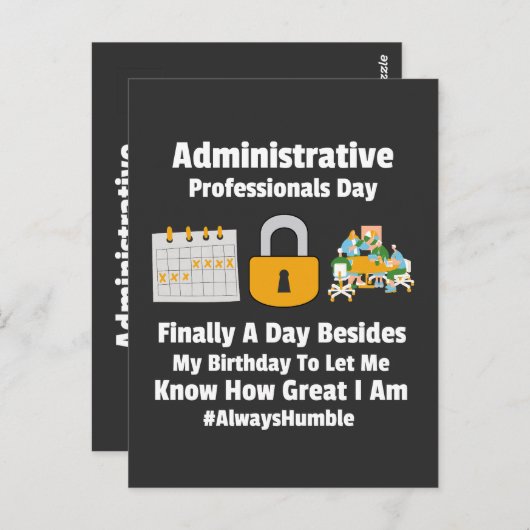 Dag van administratief personeel briefkaart (Voorkant / Achterkant)