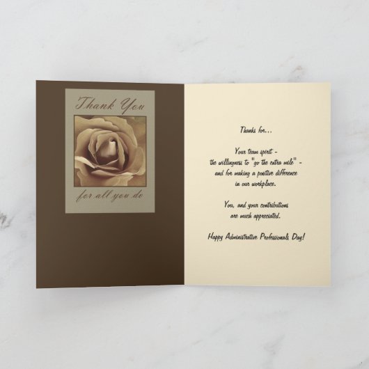 Dag van Administratieve Professionals Dank u Bedankkaart (Binnen)