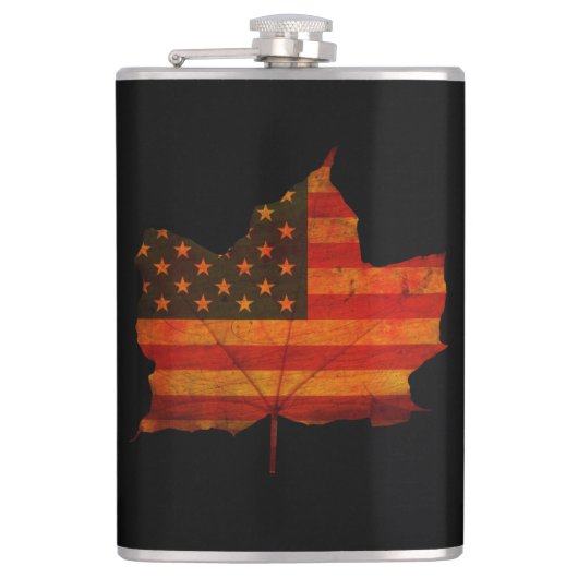 DAG VAN DANKBAARHEID AMERIKAANSE VLAG HERFSTBLADER HEUPFLES (Voorkant)
