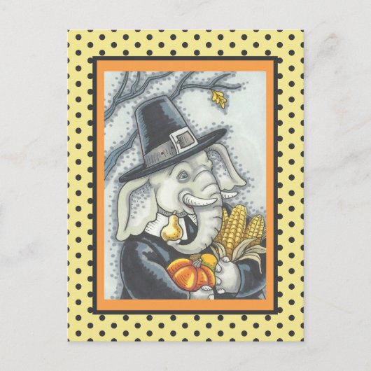 DAG VAN DANKBAARHEID OLIFANT, DANKBARE PELGRIM OLI BRIEFKAART (Voorkant)
