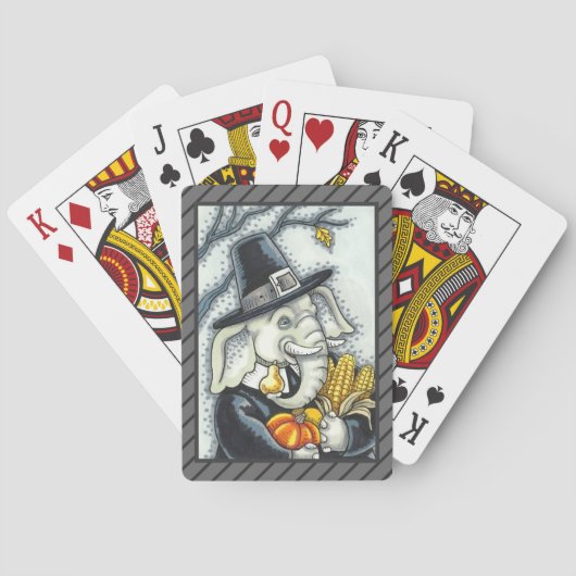 DAG VAN DANKBAARHEID PELGRIM OLIFANT, FESTDAG DIKH POKERKAARTEN (Achterkant)