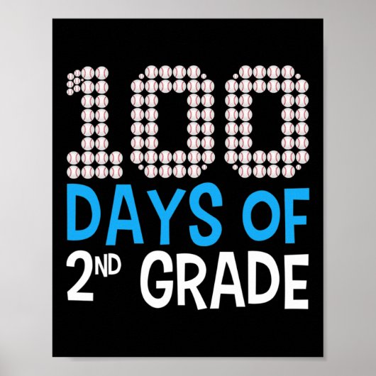 Dag van de 2e klas honkbalsport 100e dag van schoo poster (Voorkant)