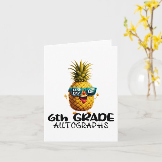 Dag van de 6e klas handtekening Afstuderen jongens Kaart (Gele Bloem)