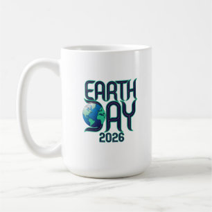 Dag van de Aarde 2026 Modern Typografie Eco Desi Koffiemok