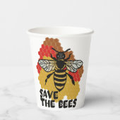 Dag van de Aarde, bespaar de bijen Papieren Bekers (Achterkant)