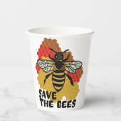 Dag van de Aarde, bespaar de bijen Papieren Bekers (Voorkant)