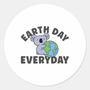 Dag van de Aarde Dagelijks Koala Wereldbol Ronde Sticker