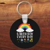 Dag van de Aarde Dagelijkse Regenboog Bloem Aarde Sleutelhanger (Voorkant)