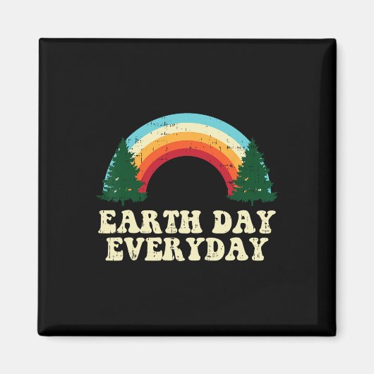 Dag van de Aarde Dagelijkse Treinen Regenboogretro Magneet (Voorkant)