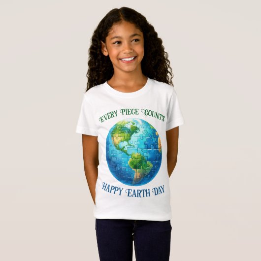 Dag van de Aarde Elk stuk telt Happy Earth Day T-shirt (Voorkant volledig)