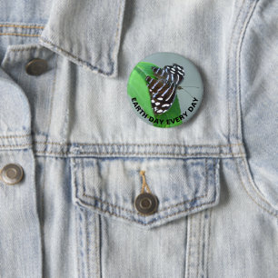 Dag van de Aarde Elke dag Blauwe Wave Butterfly Fo Ronde Button 5,7 Cm