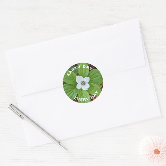 Dag van de Aarde Elke Dag Bunchberry Bloem Ronde Sticker (Envelop)