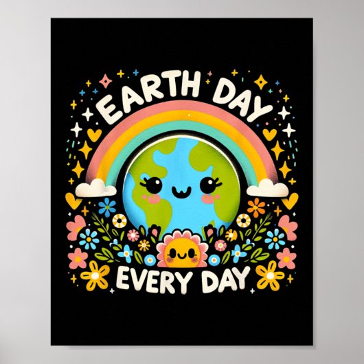 Dag van de Aarde elke dag charmante planeet met bl Poster (Voorkant)