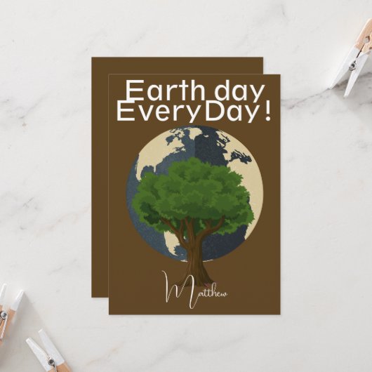 dag van de aarde elke dag , ga groene , elegante k kaart (Voorkant / Achterkant in situ)