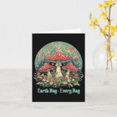 Dag van de Aarde Elke Dag Groovy Red Mushroom Arbo Kaart (Gele Bloem)
