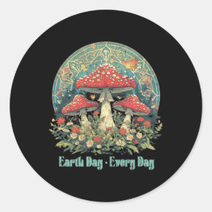 Dag van de Aarde Elke Dag Groovy Red Mushroom Arbo Ronde Sticker