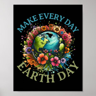 Dag van de Aarde Elke Dag Groovy Retro 70s Dag van Poster