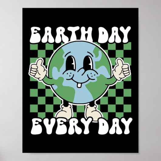 Dag van de Aarde Elke Dag Groovy Retro 70s Dag van Poster (Voorkant)