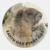Dag van de Aarde Elke dag Hoary Marmot Foto Ronde Sticker (Voorkant)