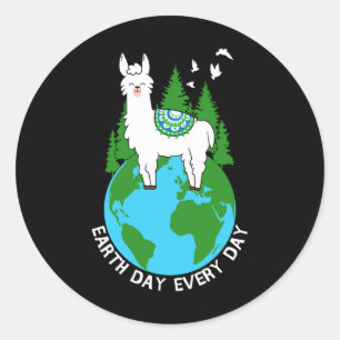 Dag van de Aarde Elke dag Llama Cool Pro Environme Ronde Sticker
