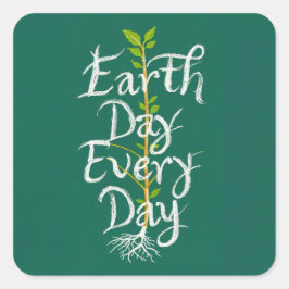 Dag van de Aarde Elke Dag Plant Vierkante Sticker