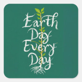 Dag van de Aarde Elke Dag Plant Vierkante Sticker
