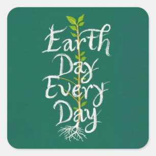 Dag van de Aarde Elke Dag Plant Vierkante Sticker