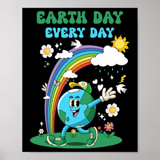 Dag van de Aarde Elke Dag Regenboog Wereldbol Flow Poster (Voorkant)