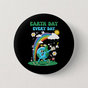 Dag van de Aarde Elke Dag Regenboog Wereldbol Flow Ronde Button 5,7 Cm