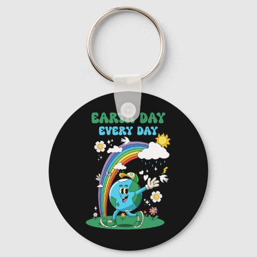 Dag van de Aarde Elke Dag Regenboog Wereldbol Flow Sleutelhanger (Voorkant)