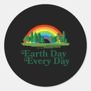 Dag van de Aarde Elke dag Regenboogbomen - Retro V Ronde Sticker