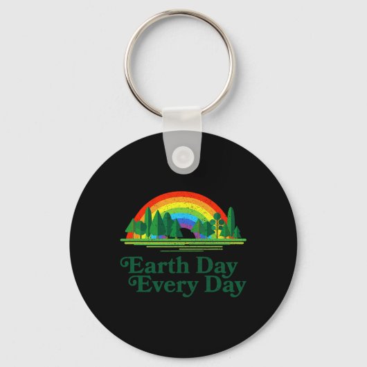 Dag van de Aarde Elke dag Regenboogbomen - Retro V Sleutelhanger (Voorkant)