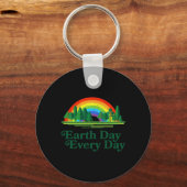 Dag van de Aarde Elke dag Regenboogbomen - Retro V Sleutelhanger (Voorkant)