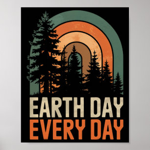 Dag van de Aarde Elke Dag Retro Forest Rainbow Nat Poster
