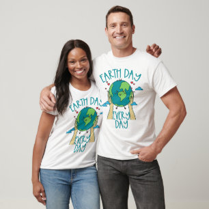 Dag van de Aarde, elke dag, steun de planeet T-shirt