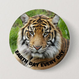 Dag van de Aarde Elke dag Sumatran Tiger Foto Ronde Button 5,7 Cm
